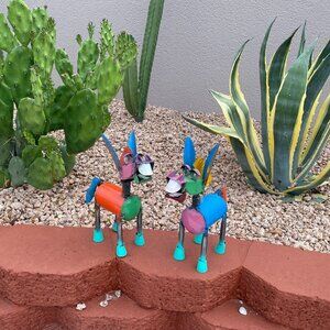 Multicolor Metal Donkey Yard Art Garden Decor